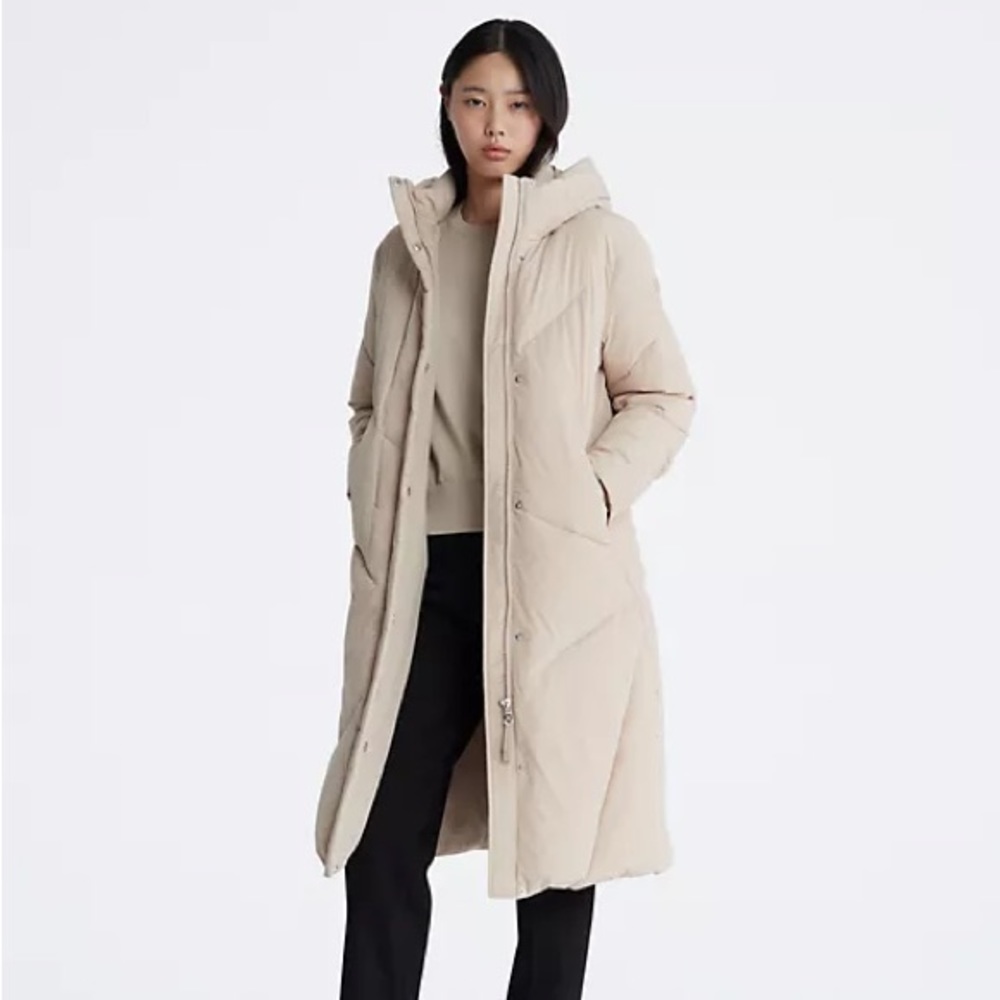 Calvin Klein | Quilted Maxi Puffer Jacket in Barley